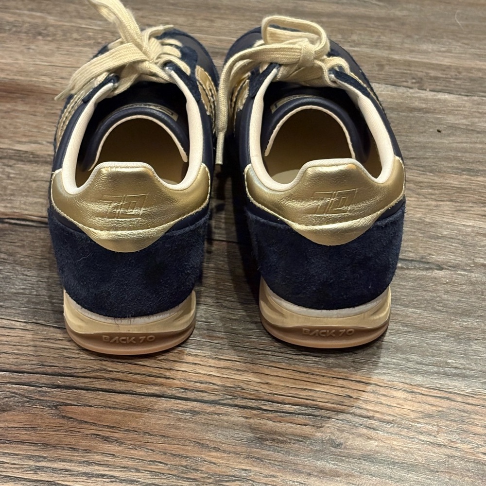 Stylish Navy and Gold Women's Sneakers - Picture 6 of 9